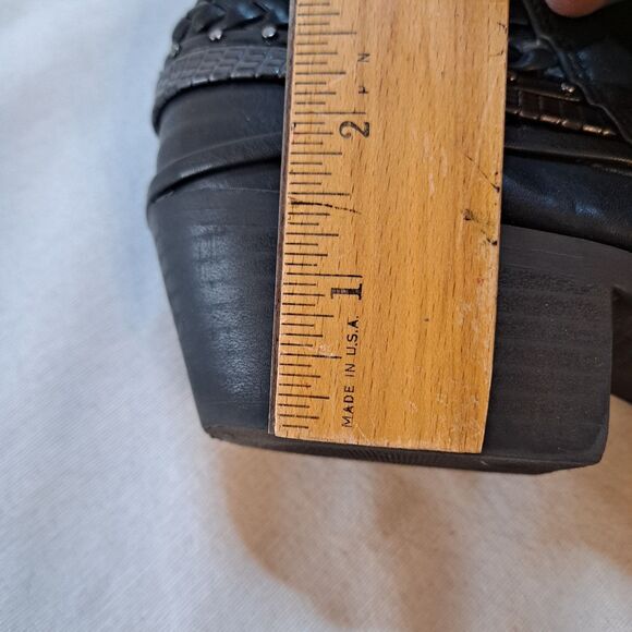 SM New York Geronimo Booties Womens 10 Black Faux Leather Grunge Moto Goth - Picture 11 of 11